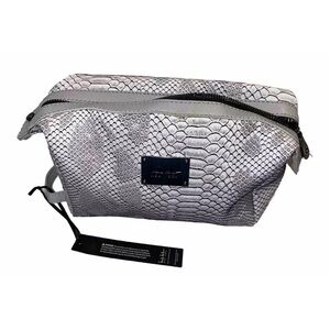 Nicole Miller faux snakeskin cosmetic bag. purple/white NWT